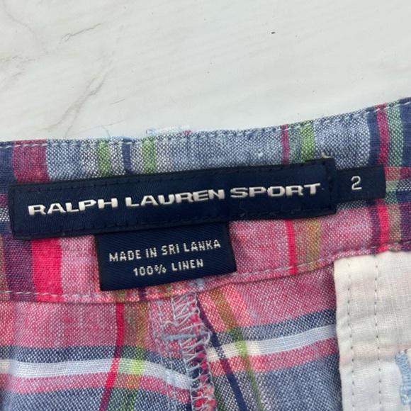 VINTAGE Y2K RALPH LAUREN linen Plaid Shorts - Picture 3 of 4